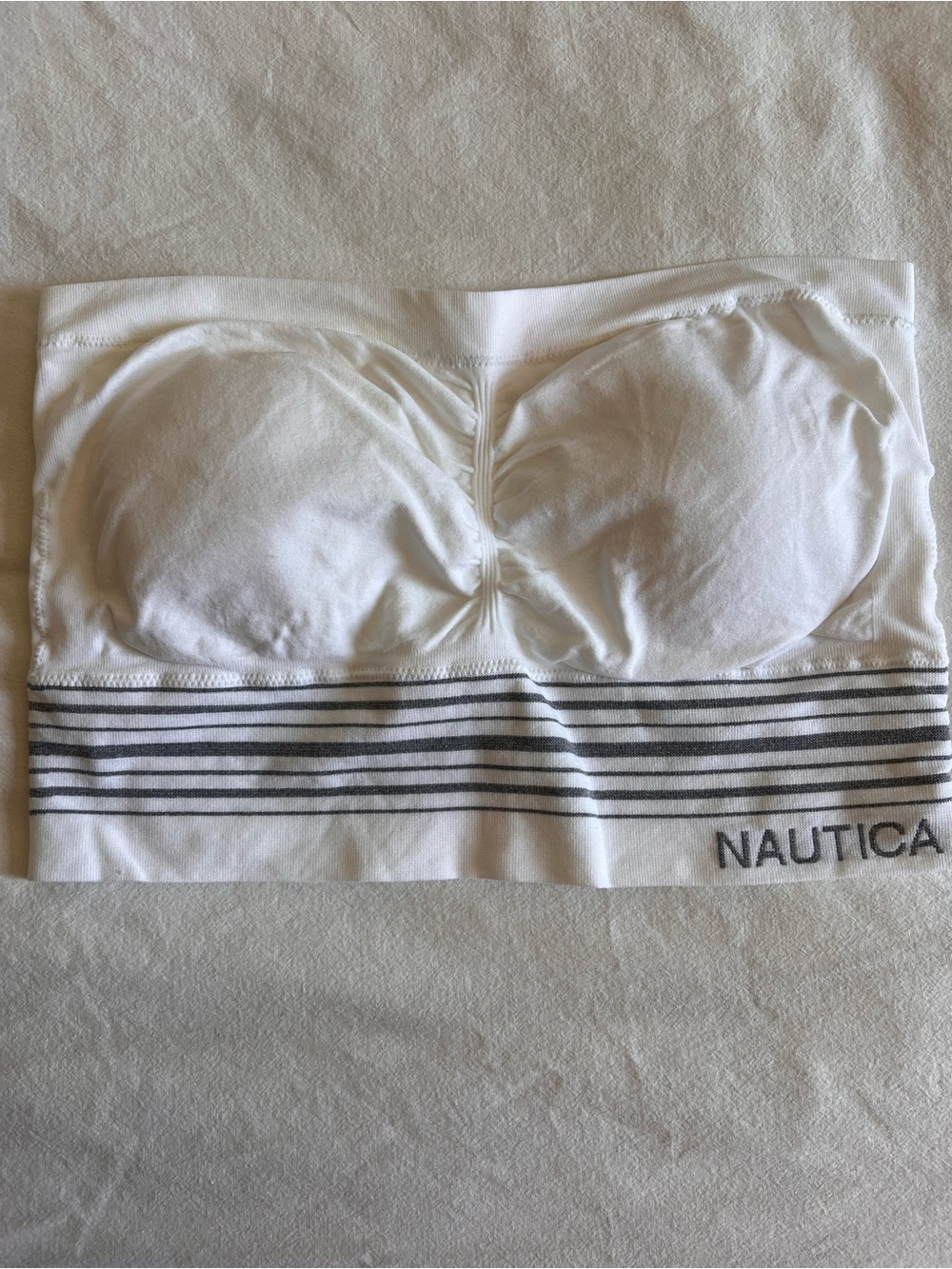 Nautica Strapless Bandeau with Navy Stripe
